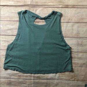Beyond Yoga Teal Open Back Muscle Tee